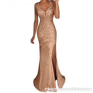 Palarn Clothes Fashion Dress & Tops Women Sequin Prom Party Ball Gown Sexy Gold Evening Bridesmaid V Neck Long Dress Gold B07NCJS9RN